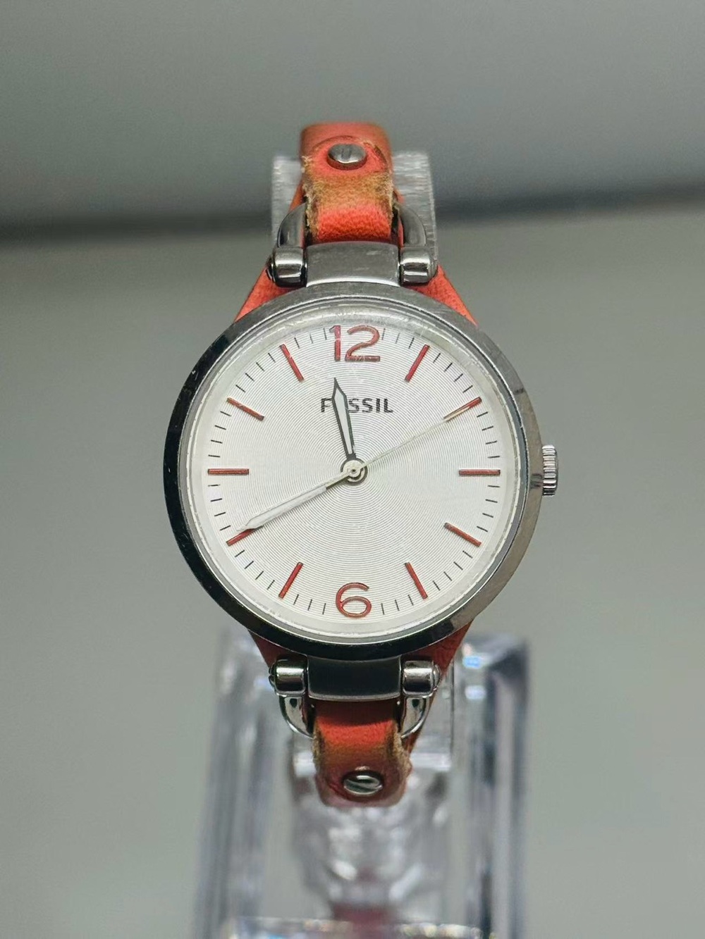 Vintage Fossil ES3819 Women’s Quartz 32mm Watch Leather Strap New Battery Runs